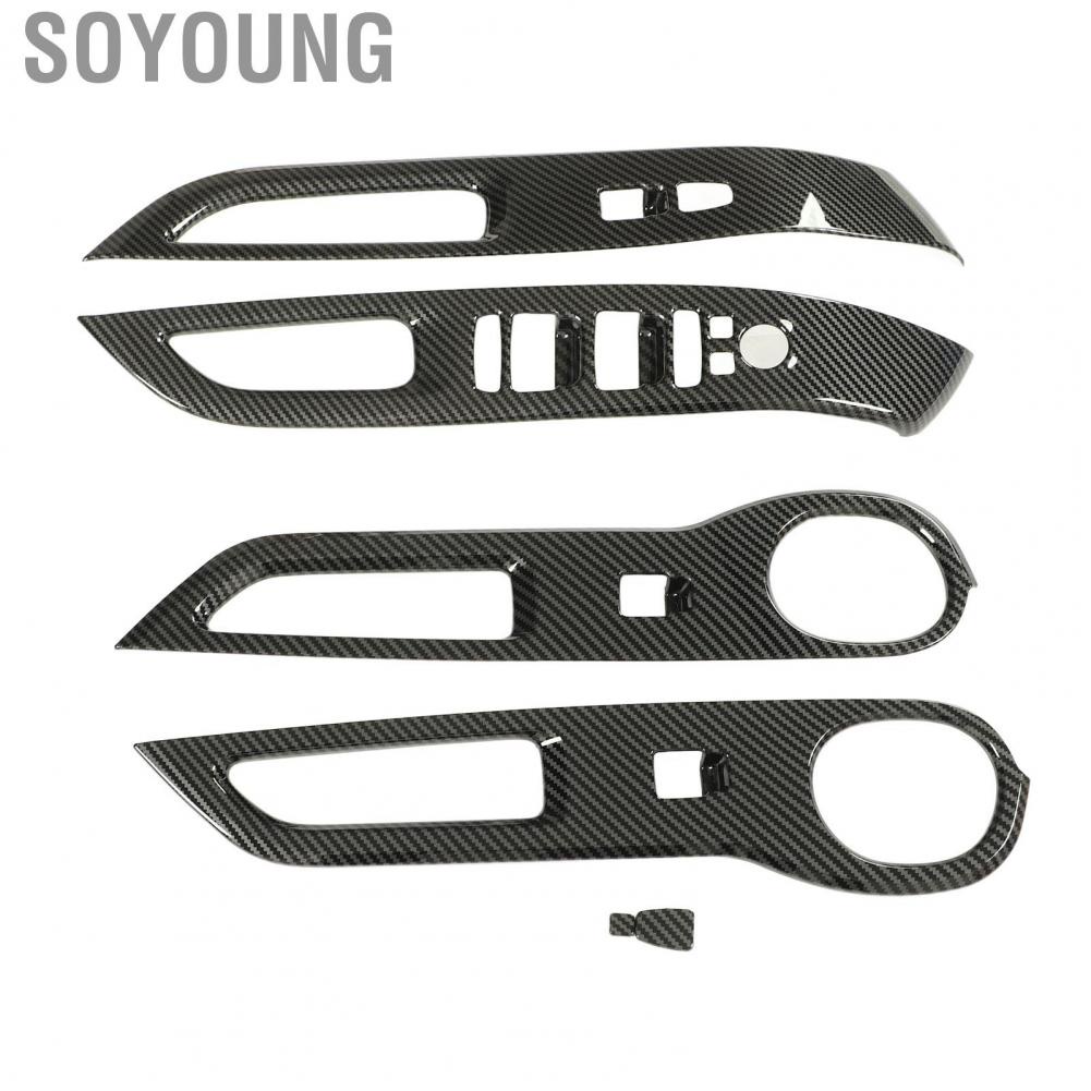 Soyoung Car Lift Button Sticker  Window Switch Decoration Frame Cover Advanced Distinctive Design Carbon Fiber Style Comfortable for Left Hand Drive