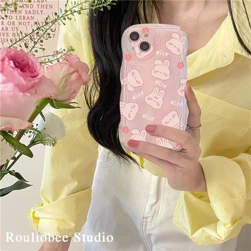 ✅Ốp Điện Thoại Hình Thỏ Hồng Cho Iphone13 Xr 1114pro12 promax 14 xs R2ES