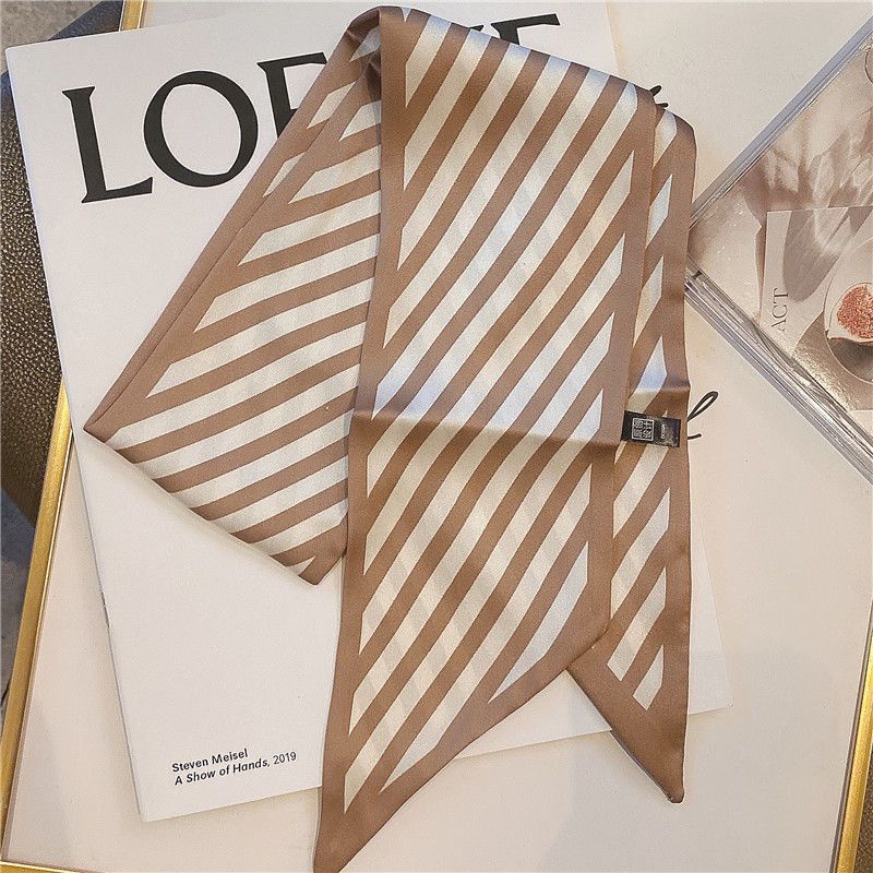 Băng Đô Cài Tóc Dài Kẻ Sọc Đa Năng Đính Nơ Xinh Xắn