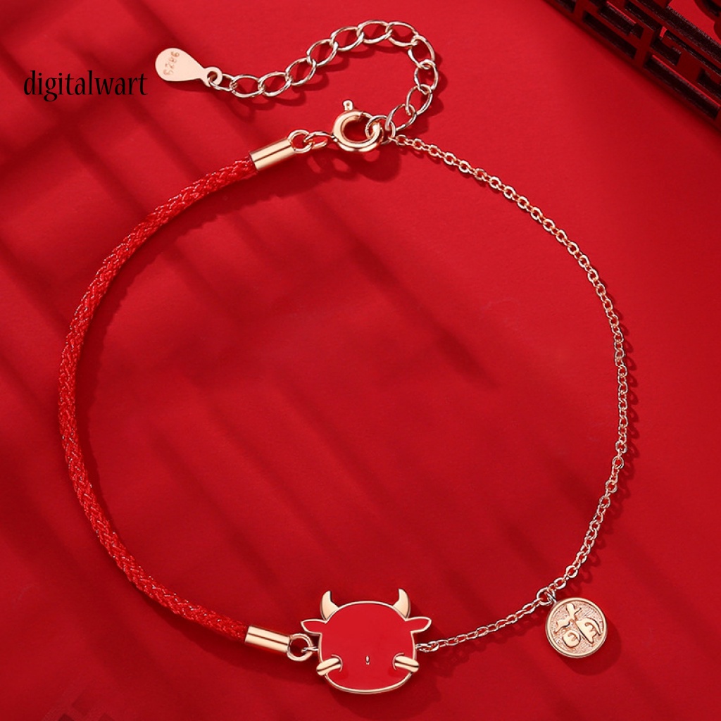 Kỹ Thuật Số| Vòng Tay Dây Bện Màu Đỏ May Mắn Có Thể Điều Chỉnh Kích Thước Dành Cho Nữ