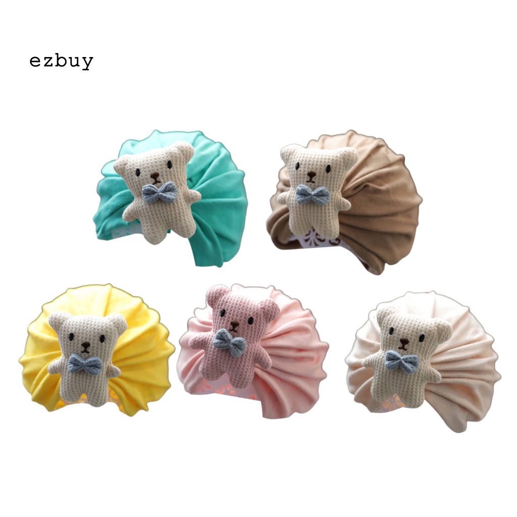 Mũ Cotton Trùm Đầu Co Giãn Thoải Mái In Hình Gấu Hoạt Hình Cho Bé Sơ Sinh
