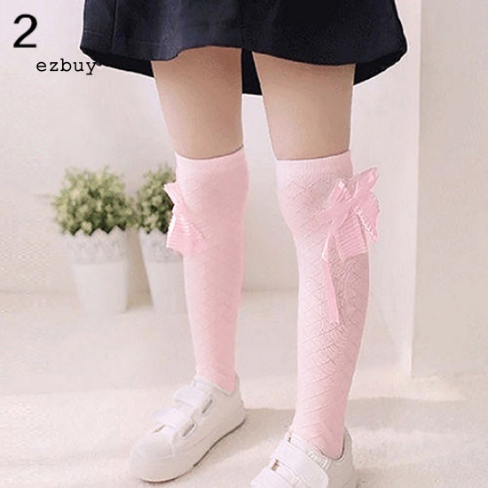 Vớ Cotton Cao Đến Đầu Gối Kẻ Sọc Caro Đính Nơ Thời Trang Cho Bé Gái