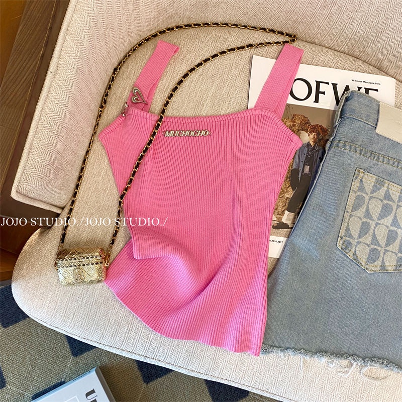 Áo Dệt Kim Hai Dây Dáng Ôm Phong Cách Pháp Thời Trang Mùa Hè 2023 Mới Cho Nữ