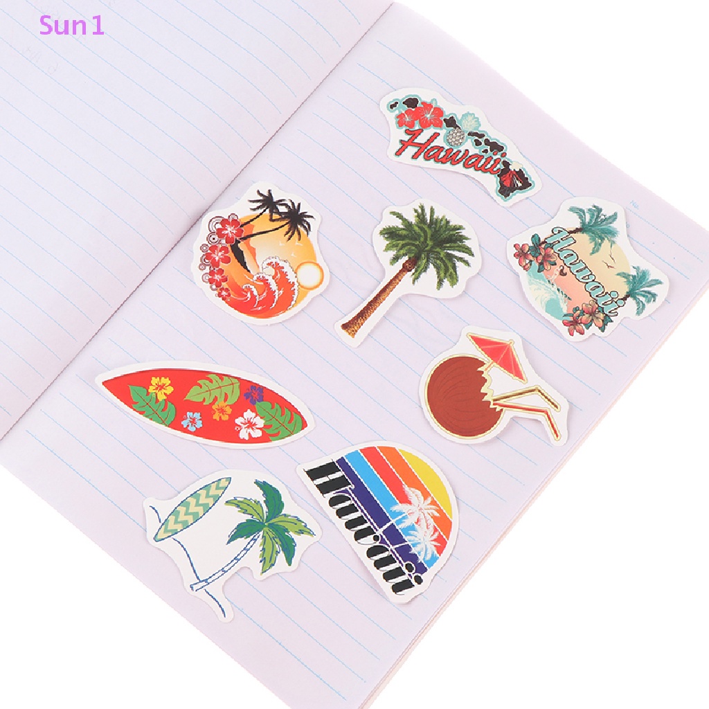 Set 50 Sticker Hoạt Hình Dán Trang Trí Laptop Ván Trượt Phong Cách Hawaii