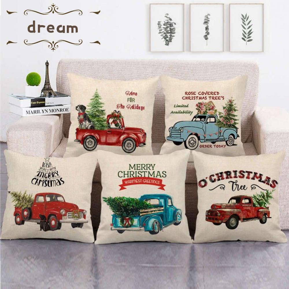 【DREAMLIFE】Pillowcase Christmas Linen Ornaments 45x45cm Chair Throw Christmas Decor