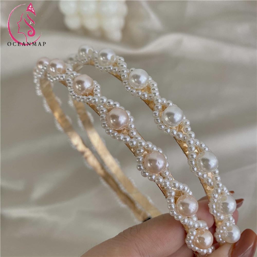 Băng Đô Cài Tóc Chống Trượt Đính Ngọc Trai Thời Trang Cho Nữ