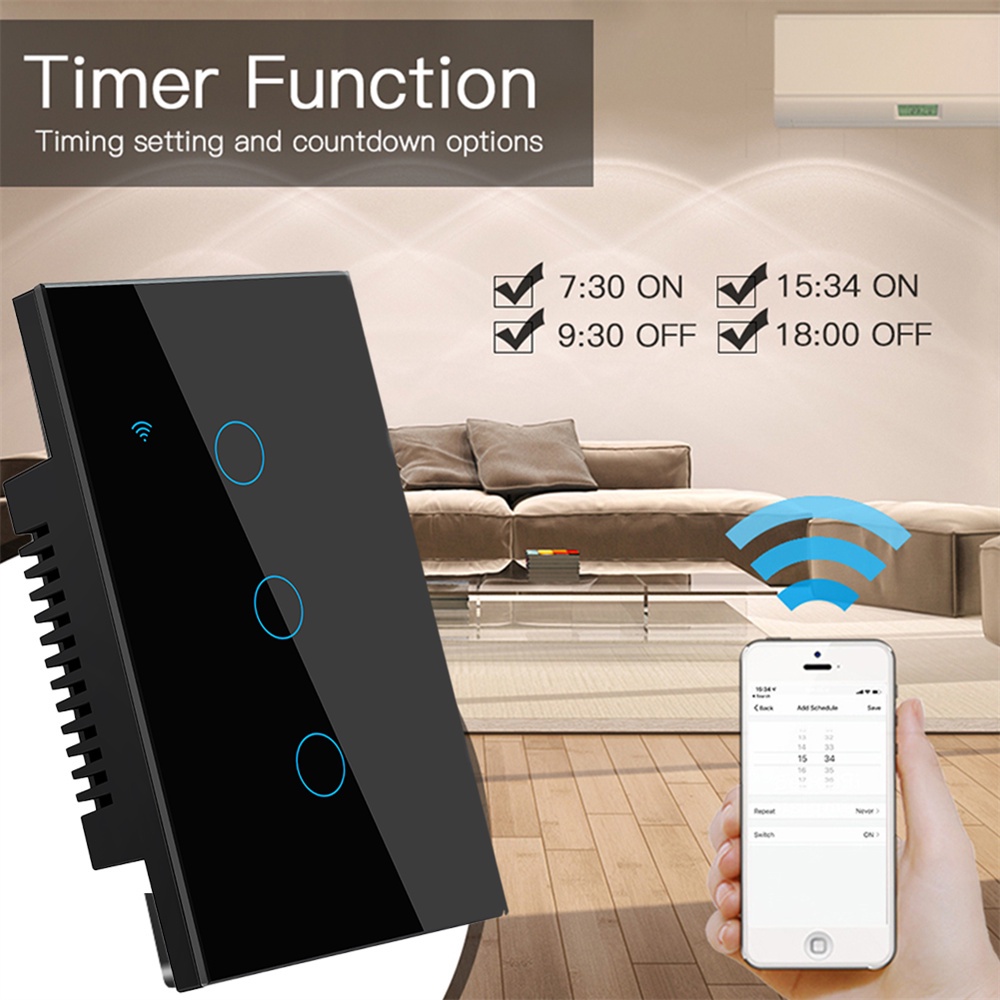 Công Tắc Thông Minh Wifi Tuya Cần Điều Khiển Từ Xa 100-250v Alexa Google Smart Tile Switch 【searson】