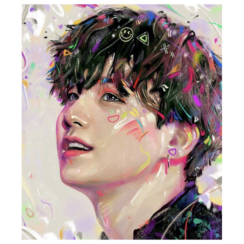 Bộ 2 Tranh Đính Đá Tự Làm 30X40 cm Hình Chân Dung Nhóm Nhạc Bangtan Boys