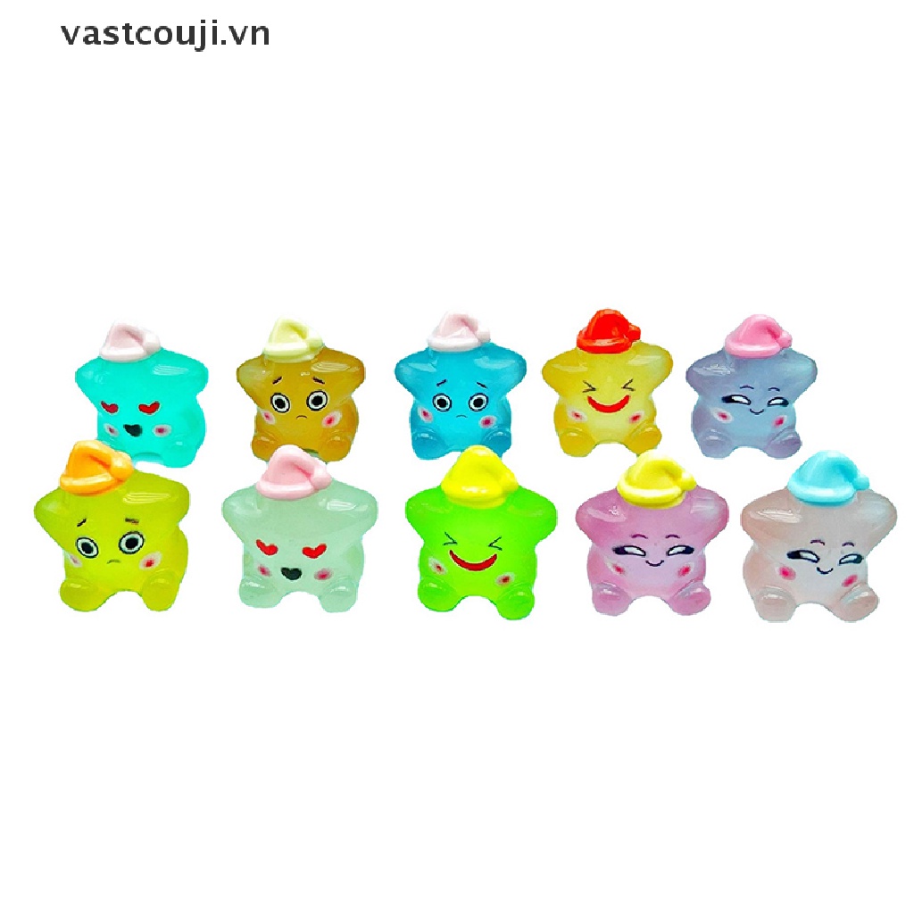 Bộ 2 Đồ trang trí Ngôi Sao Dạ Quang Mini Bằng Nhựa Resin Dễ Thương Dùng Trang Trí