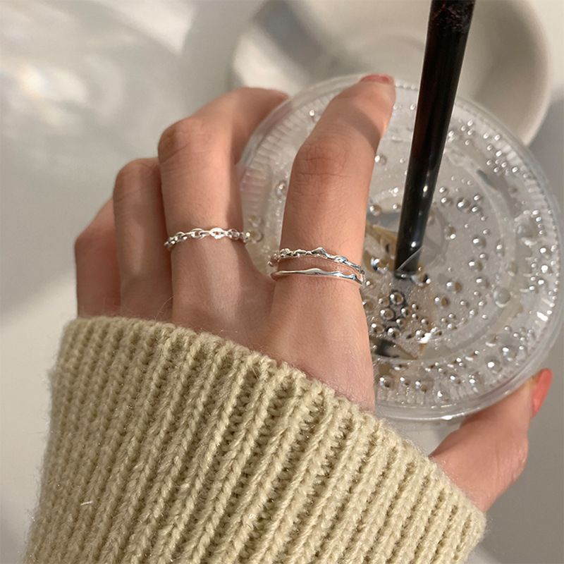 Nhẫn Bạc 925 Mỏng Bằng Bạc sterling Thiết Kế niche Phong Cách Tối Giản Thời Trang Mới 2023 Dành Cho Bạn Nữ