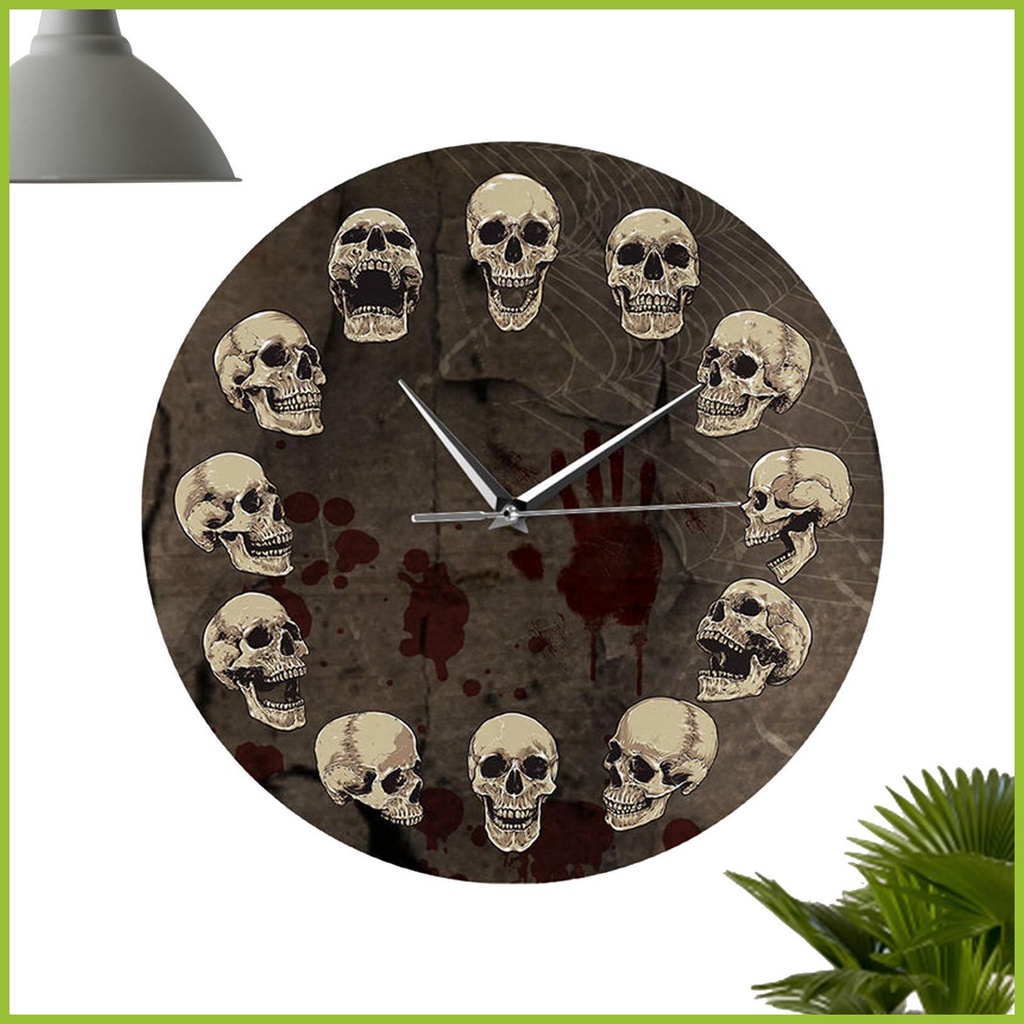 Đồng Hồ Treo Tường Hình Đầu Lâu Phong Cách Gothic Hiện Đại Dùng Pin