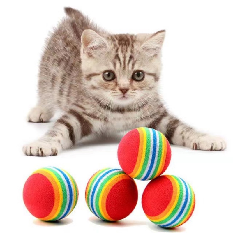 Pet toys EVA foam cotton ball rainbow ball colorful ball cat toy ball dog toy ball