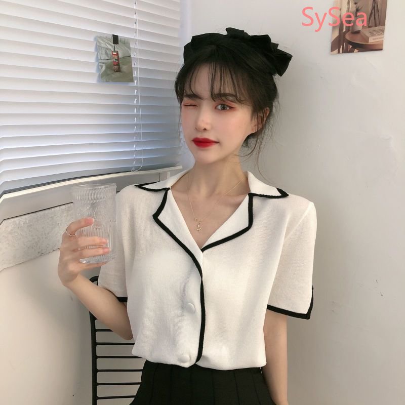 Áo Sơ Mi Ngắn Cổ Chữ V Thời Trang Mùa Hè Cho Nữ