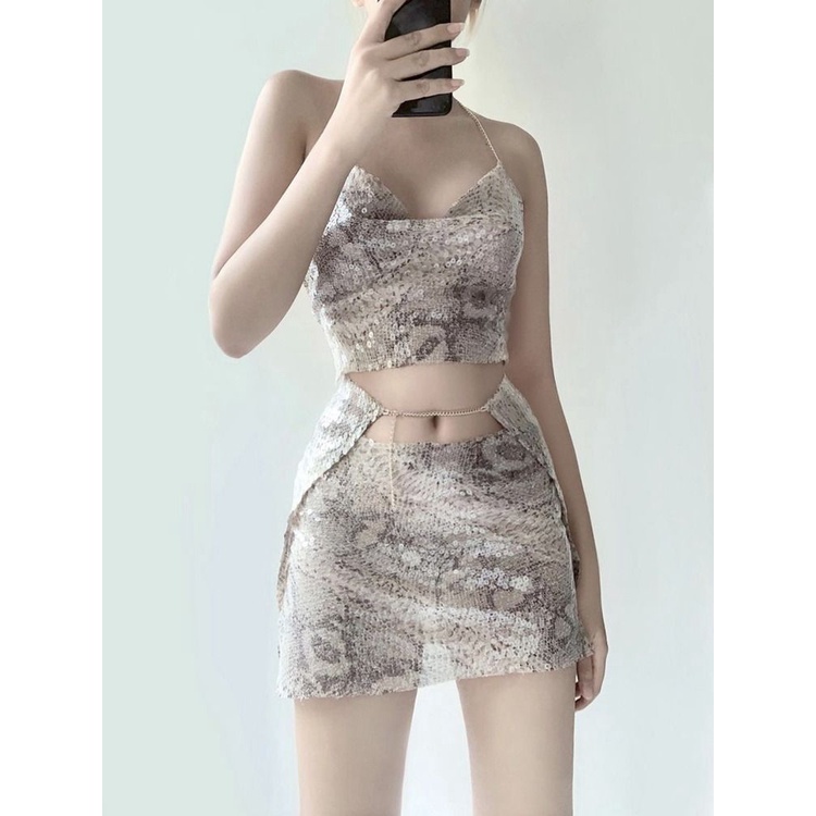 [F &amp; X] Set Áo Hai Dây Phối Chân Váy Ôm Dáng Quyến Rũ Thời Trang Mùa Hè Cho Nữ