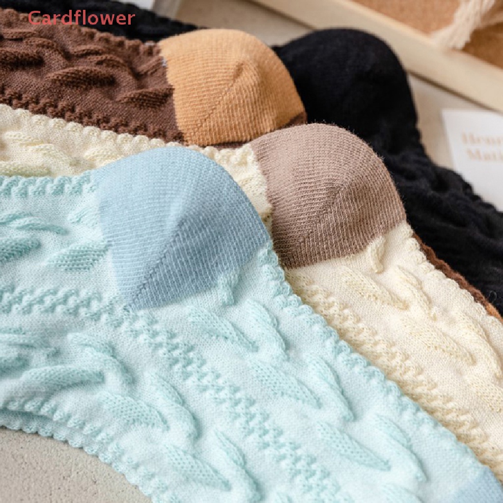 < Cardflower > Vớ Cao Ngang Bắp Chân Mỏng Thoáng Khí Họa Tiết Ba Chiều Vintage Nhật Bản Thời Trang Xuân Hè Mới