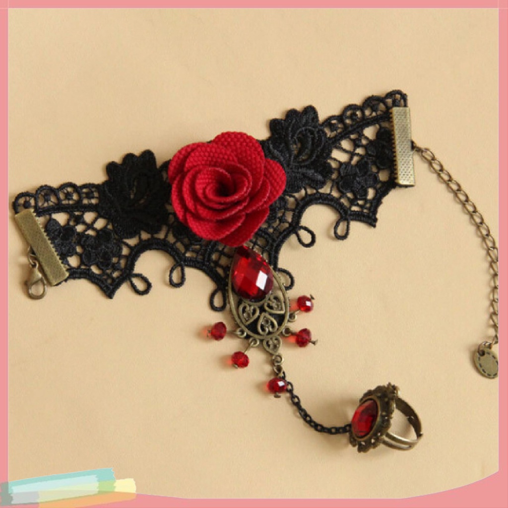 Vòng Tay Hợp Kim Trang Trí Ngọc Trai Giả Xỏ Ngón Màu Đen Thời Trang Cho Nữ