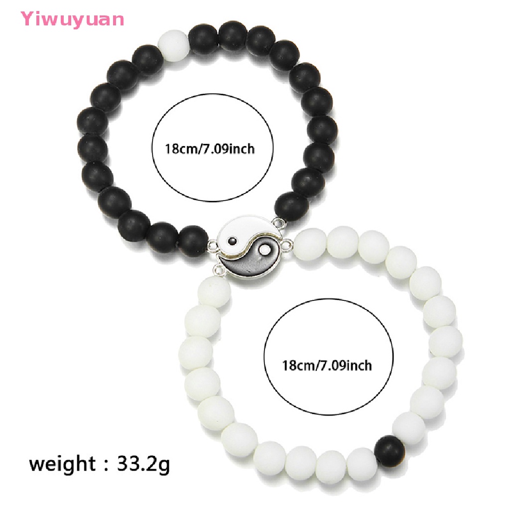 < Yiwuyuan > Vòng Tay Cặp Xỏ Hạt Màu Trắng Đen Thái Cực Quyền Thời Trang Âu Mỹ Thích Hợp Làm Quà Tặng Tiệc Tùng Cho Cặp Đô