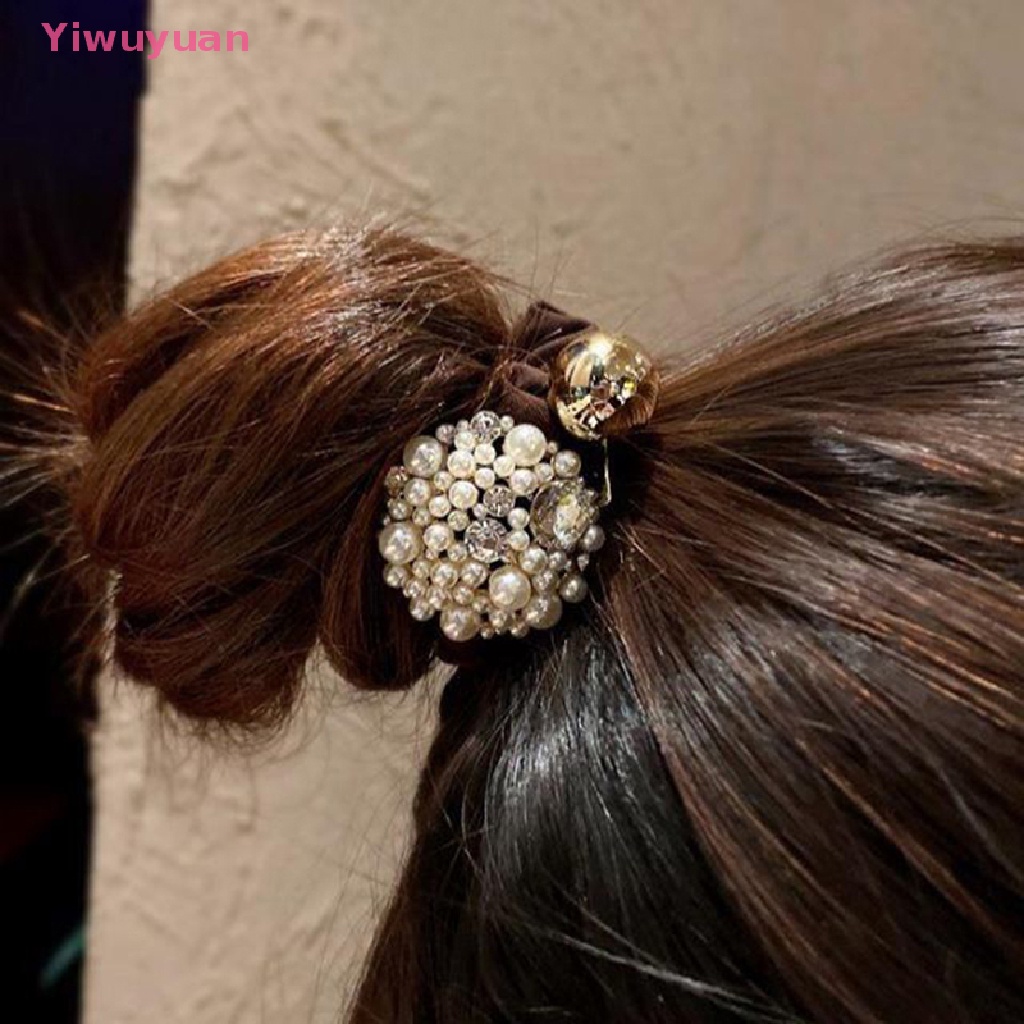 Dây Cột Tóc Cao Su Co Giãn Đính Hạt Ngọc Trai Pha Lê Thanh Lịch Cho Nữ Mới