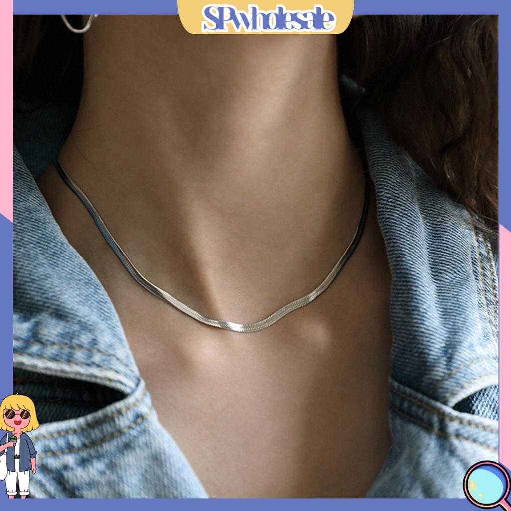 &lt;SPwholesale&gt; Vòng cổ Thời Trang Punk Bóng Cao Không Gây Dị Ứng Hình Xương Rắn Cá Tính Màu Bạc Làm Quà Tặng Thời Trang Punk Cho Nam Và Nữ