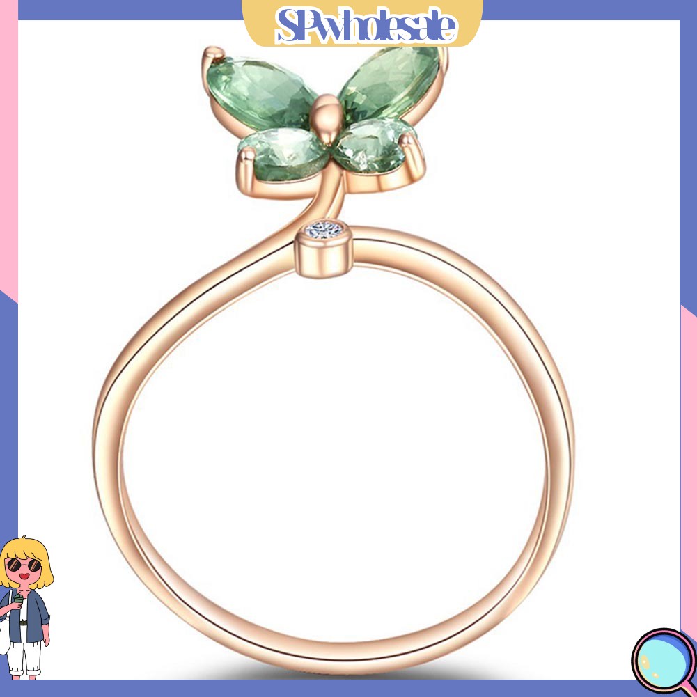 &lt;SPwholesale&gt; Nhẫn Cưới Hình Bướm Đính Đá Sang Trọng Cho Nữ