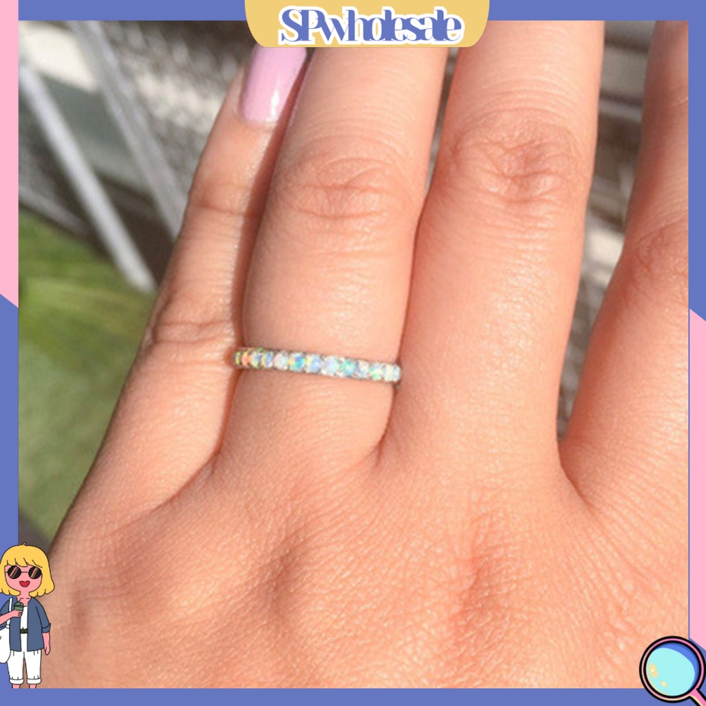 <SPwholesale> Nhẫn Cưới Mạ Điện Đính Đá Nhiều Màu Sắc Thời Trang Cho Nữ