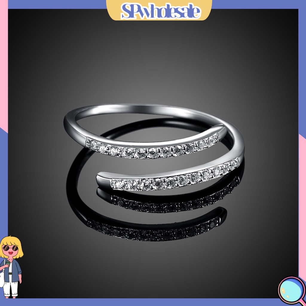 <SPwholesale> Nhẫn Hở Mạ Bạc 925 Đính Đá Zircon Đơn Giản