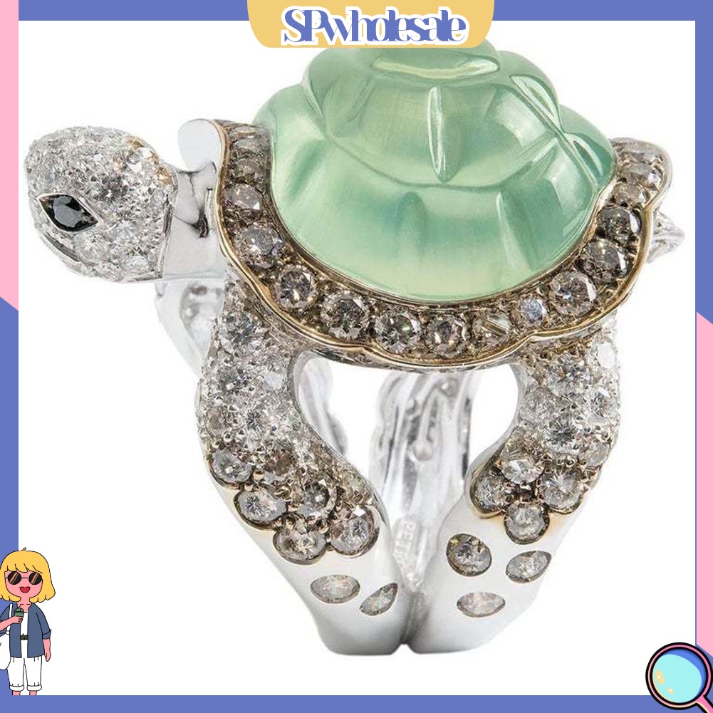 <SPwholesale> Nhẫn Đính Hôn Hình Rùa Đính Đá Thời Trang Dành Cho Nữ