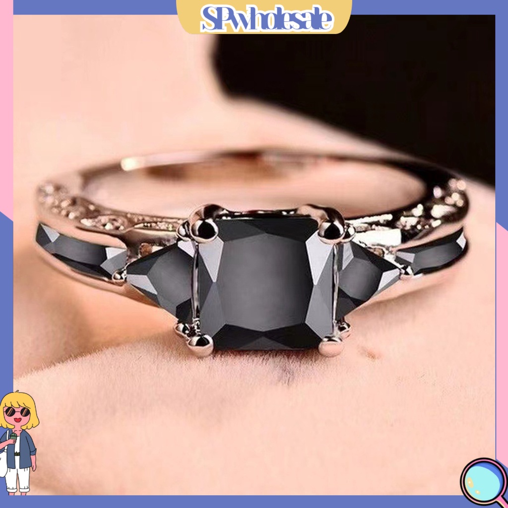 <SPwholesale> Nhẫn Nữ Đính Đá Zircon Phong Cách Âu Mỹ Cổ Điển Sáng Bóng Trang Trí Đám Cưới