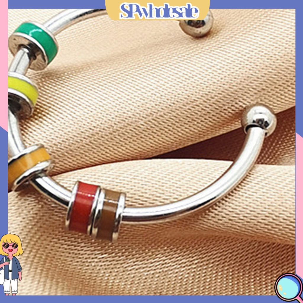 <SPwholesale> Nhẫn Hở Bằng Thép Không Gỉ Đính Hạt Resin Giải Tỏa Căng Thẳng Cho Văn Phòng