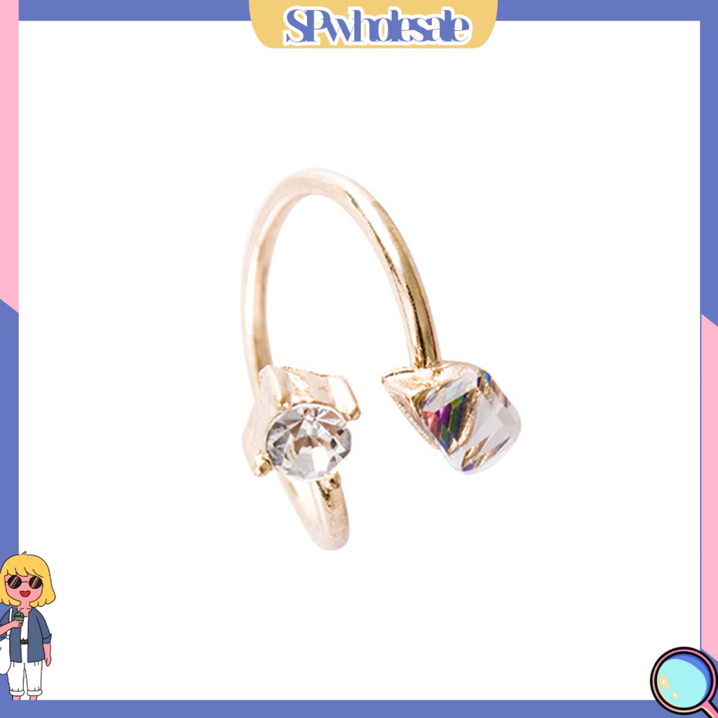 <SPwholesale> Nhẫn Hợp Kim Đính Đá Nhiều Màu Sắc Chống Phai Có Thể Điều Chỉnh