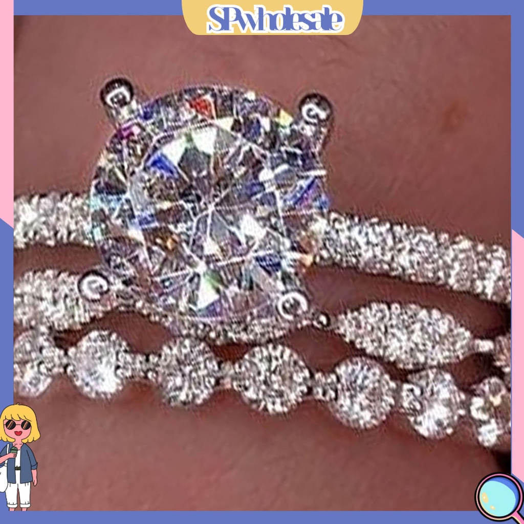 <SPwholesale> Nhẫn Ba Lớp Đính Đá Tinh Tế Thời Trang Cho Nữ Dùng Trong Tiệc Cưới