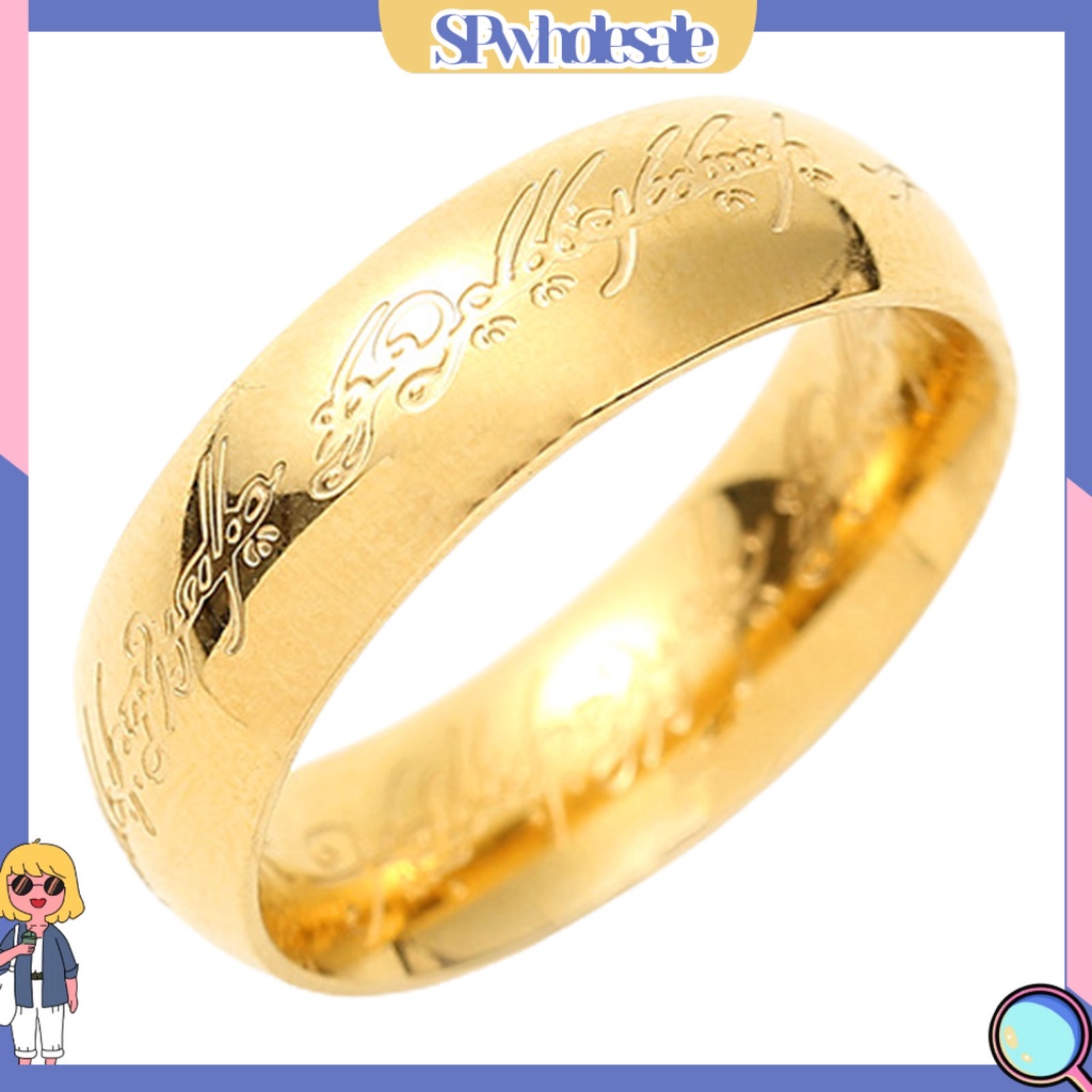 &lt;SPwholesale&gt; Nhẫn Đánh Bóng Chạm Khắc Tinh Xảo Sáng Bóng Phong Cách Âu Mỹ Màu Đen / Bạc / Vàng Kim Dành Cho Nam