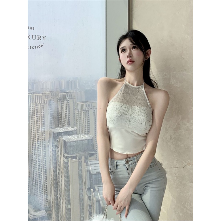 Áo Hai Dây Đính Đá Lấp Lánh Thời Trang Mùa Xuân 2023