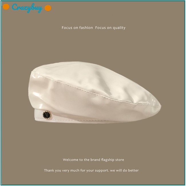 Cr Mũ Beret Da Pu Chống Nắng Thoáng Khí Phong Cách Retro Thời Trang Cho Nữ