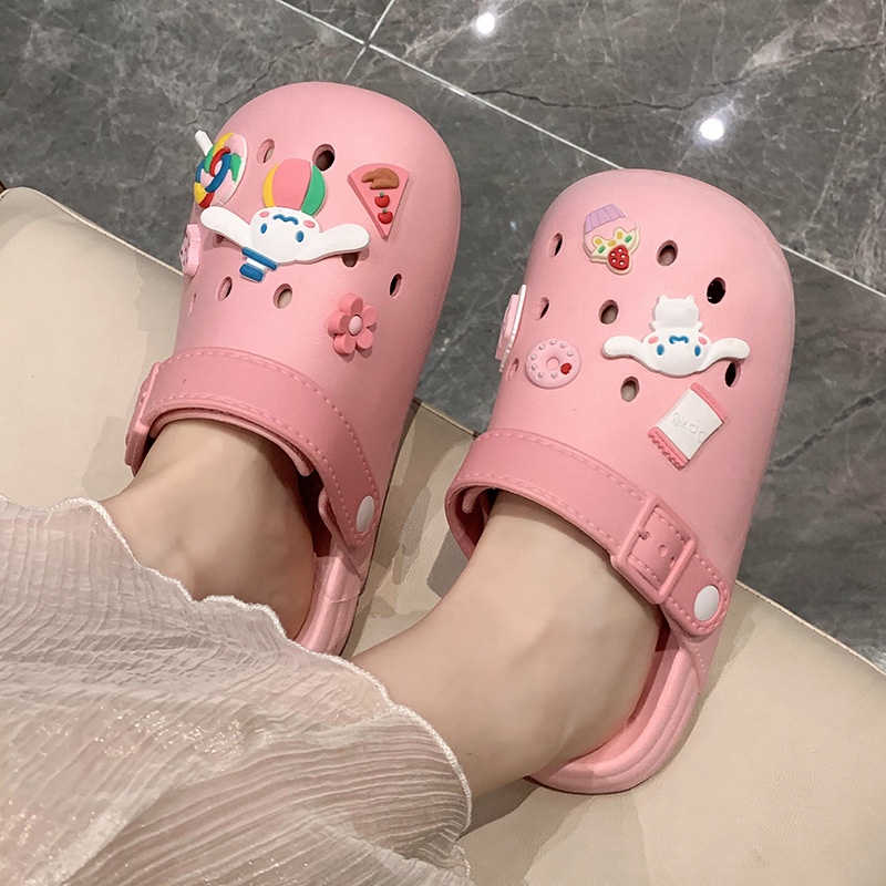 Dép Sandal Đế Bằng Họa Tiết Hoạt Hình Chống Thấm Nước