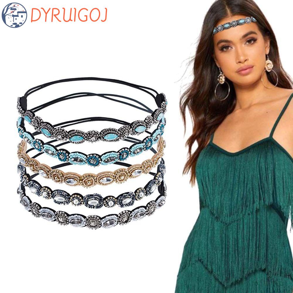 Băng Đô Cài Tóc Đính Hạt Kim Cương Cho Nữ|Băng Đô Co Giãn Đính Đá Ngọc Lam Thời Trang