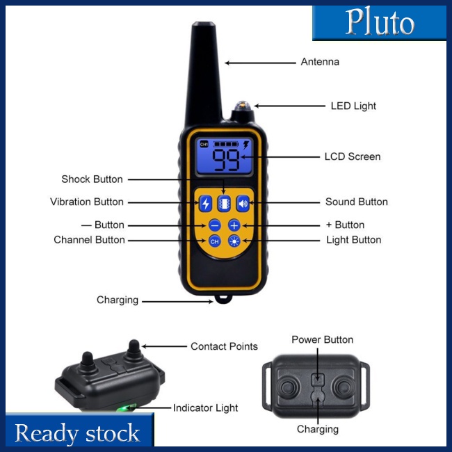 Vòng Cổ Huấn Luyện Chó Điện Tử 800m Có Thể Sạc Lại Được Với Màn Hình Lcd Huấn Luyện