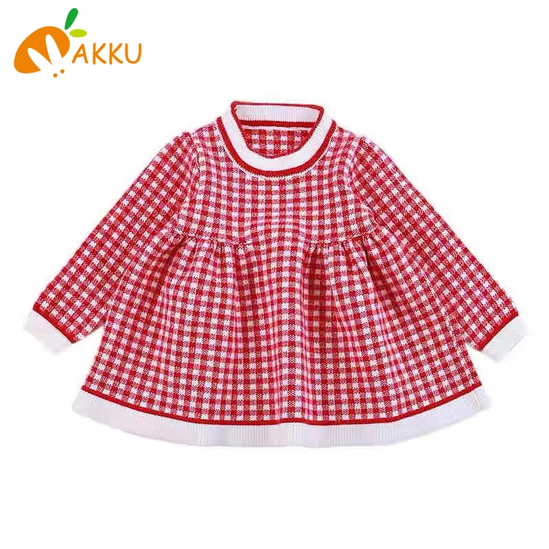 Đầm sweater Dệt Kim Tay Dài Kẻ Sọc Thời Trang Mùa Thu Cho Bé Gái