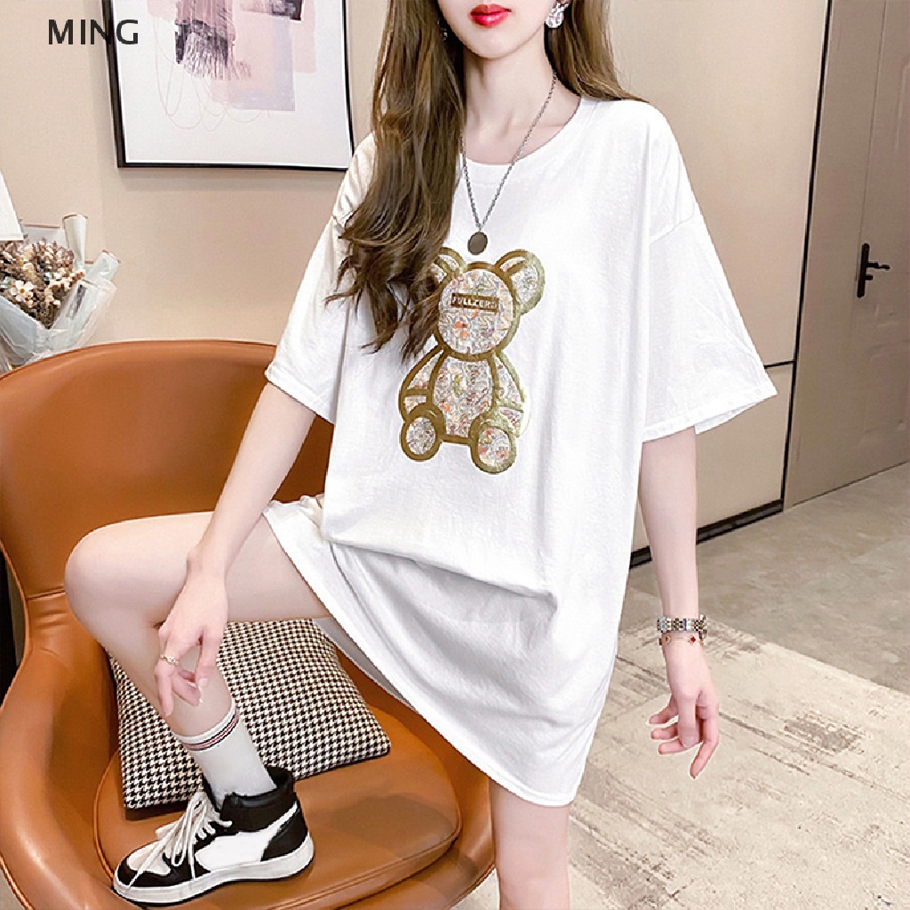 Áo Thun Tay Ngắn Cổ Tròn In Hình Gấu Hoạt Hình Dành Cho Nữ