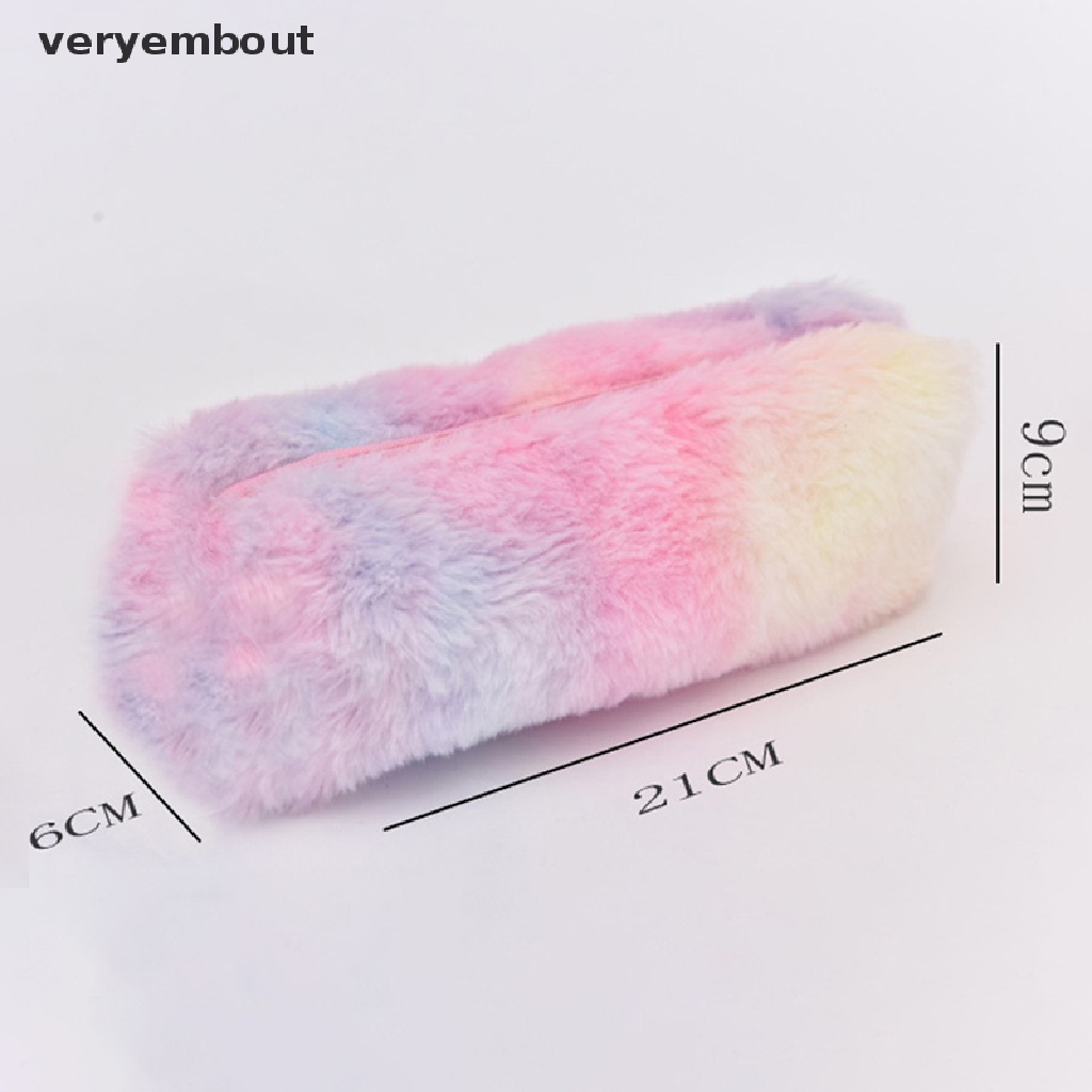 Túi Đựng Bút Phối Lông Màu Sắc Gradient Đáng Yêu