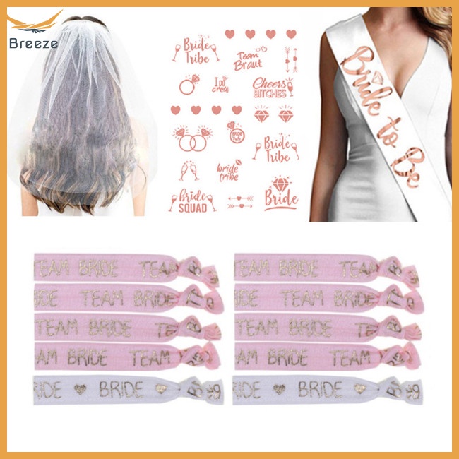 Set 13 Vòng Đeo Tay Co Giãn Có Chữ Bride To Be Co Giãn Trang Trí Tiệc Cưới