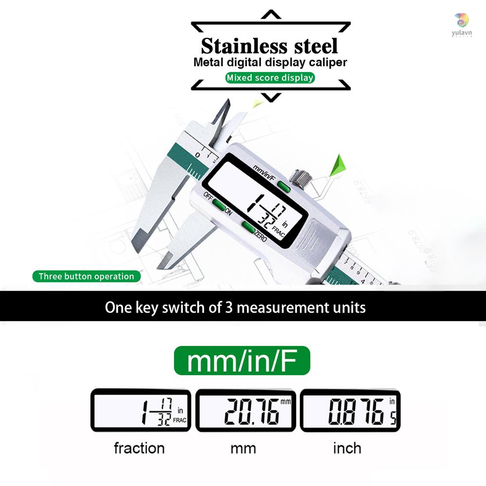 Thước Đo Lường Màn Hình LCD Bằng Thép Không Gỉ Độ Chính Xác Cao 0-150mm