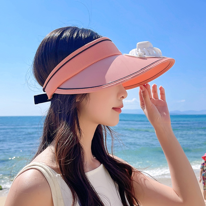 Mũ Chống Nắng Mùa Hè Chống Tia Cực Tím Rỗng Có Quạt Điều Chỉnh Được Hợp Thời Trang Cho Nữ