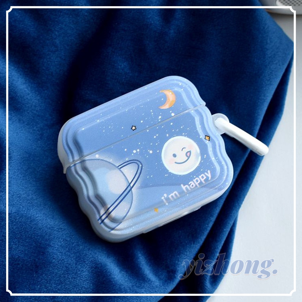 Vỏ Bảo Vệ Hộp Sạc Tai Nghe Airpods Pro 2 1 3 Bằng TPU Mềm Họa Tiết Hành Tinh Màu Xanh Dương Chống Bụi Bẩn Chống Thất Lạc