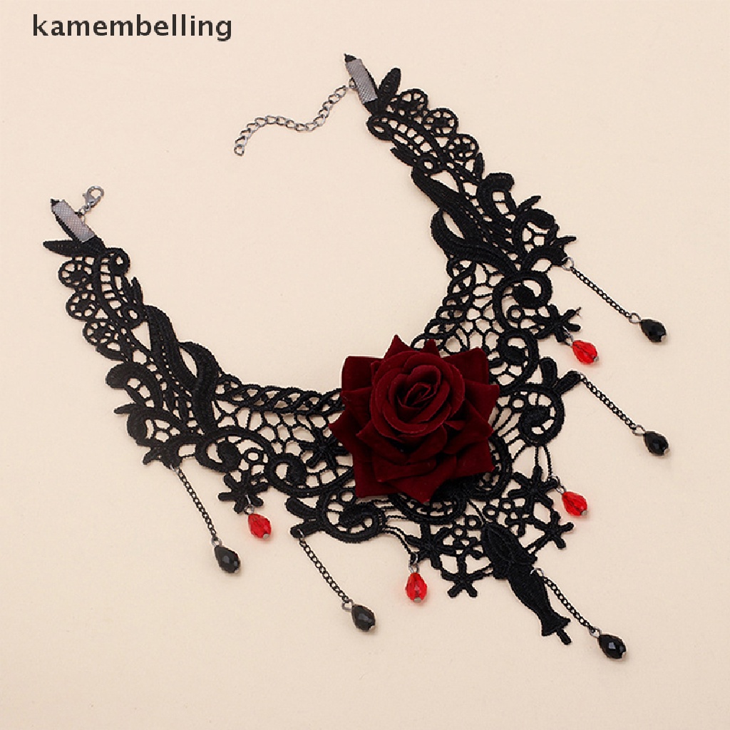 Vòng Cổ Choker Phối Ren Hoa Phong Cách Gothic Thời Trang Cho Nữ