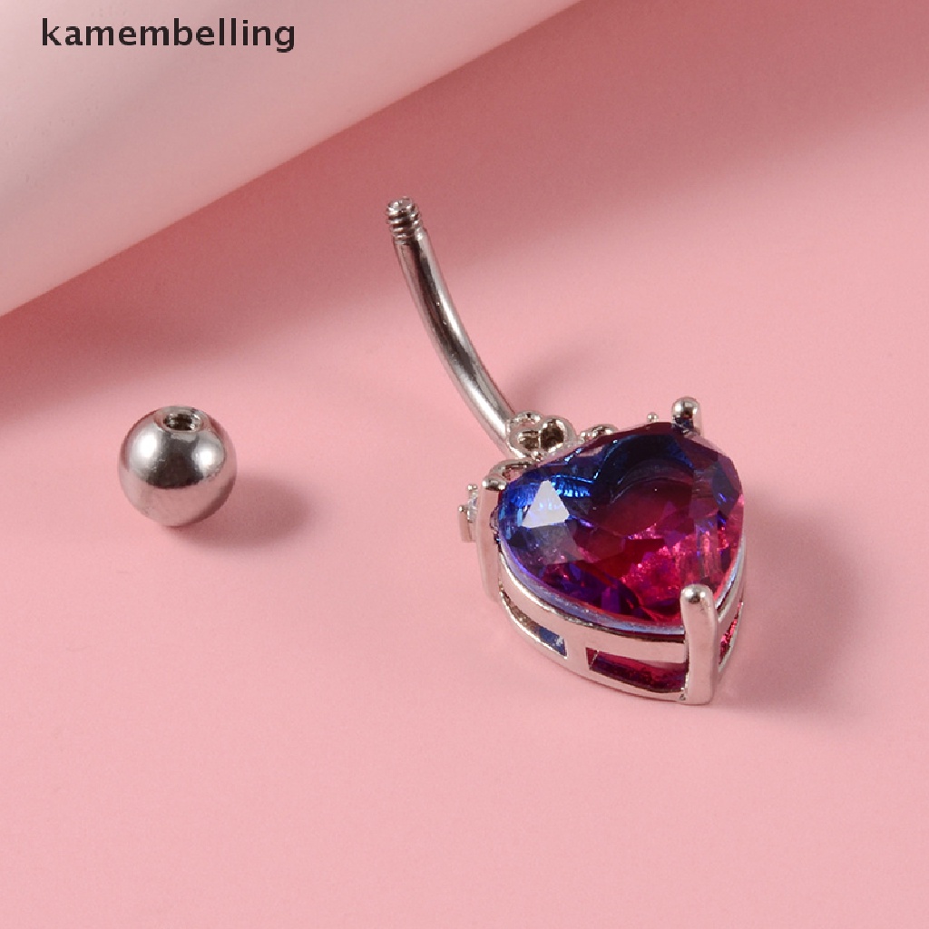 Kamembelling 1 Khuyên Rốn Thép Phẫu Thuật Đính Đá Zircon Hình Trái Tim