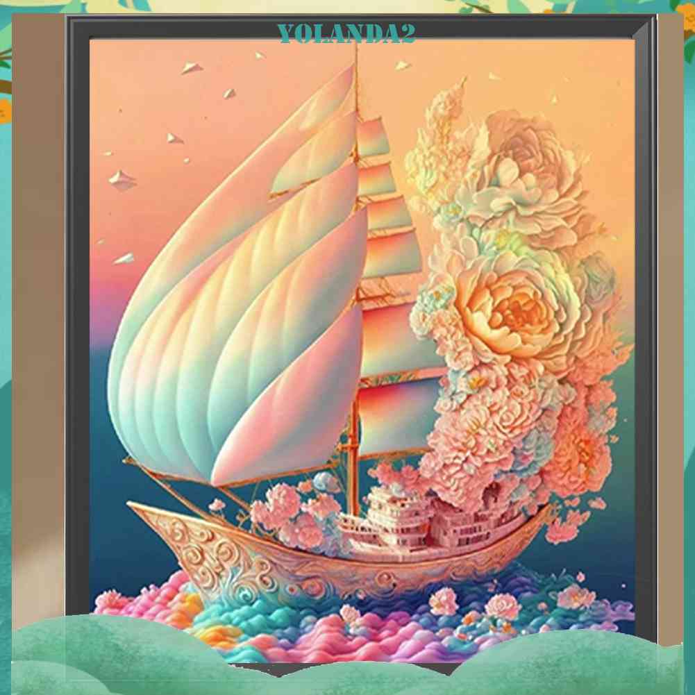 Tranh Đính Đá Kim Cương Toàn Bộ 5D DIY Hình Vẽ Thuyền Buồm