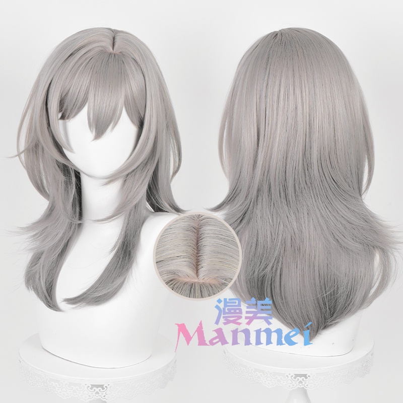 Manmei Honkai: Star Rail Trailblazer Cosplay Wig 52cm Wig Gray Gradient Wig Cosplay Anime Cosplay Wigs Heat Resistant Synthetic Wigs