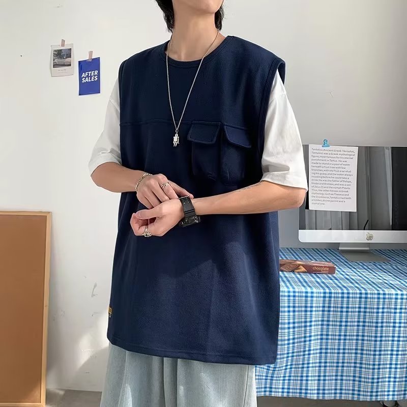 Set Đồ Thể Thao Áo Ba Lỗ Phối Quần Short Dáng Rộng Thời Trang Mùa Hè Cho Nam