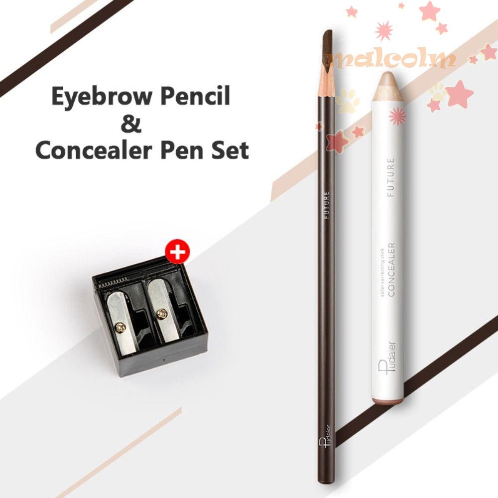 Bút Chì Kẻ Lông Mày Cứng 10 Màu Tự Nhiên Kèm Đồ Chuốt Dành Cho Người Mới Bắt Đầu